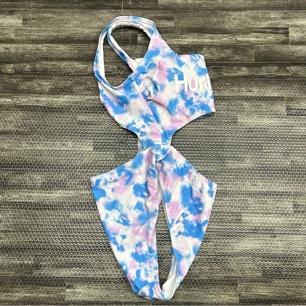 NWT Women’s Size Medium Hurley Blue & Purple Tie Dye Monokini Logo Swimsuit - Picture 11 of 11